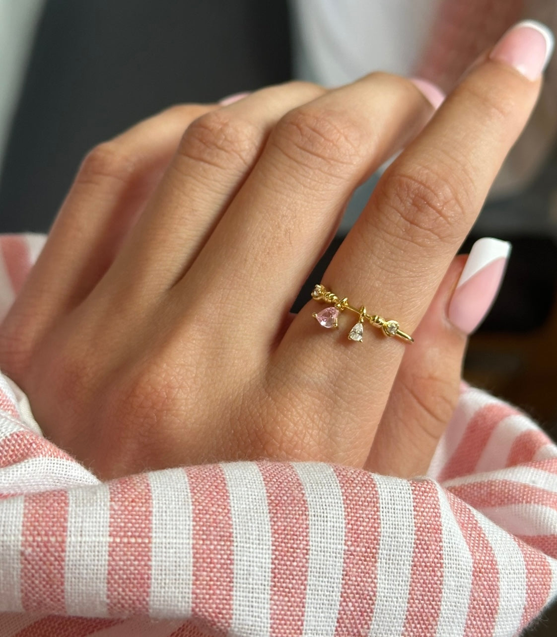 “Rhea” Heart Charm Ring