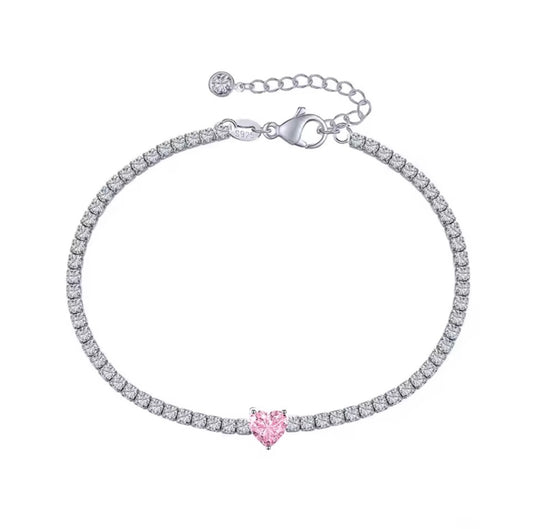 “Kara” Heart Tennis Bracelet