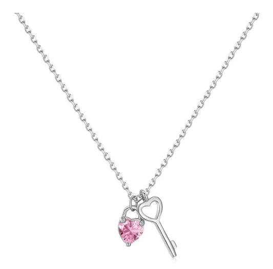 “Nessa” Heart Lock & Key Necklace